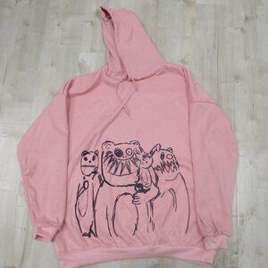 Gothic Womens hooded sweater female raw bag easier doodle print
